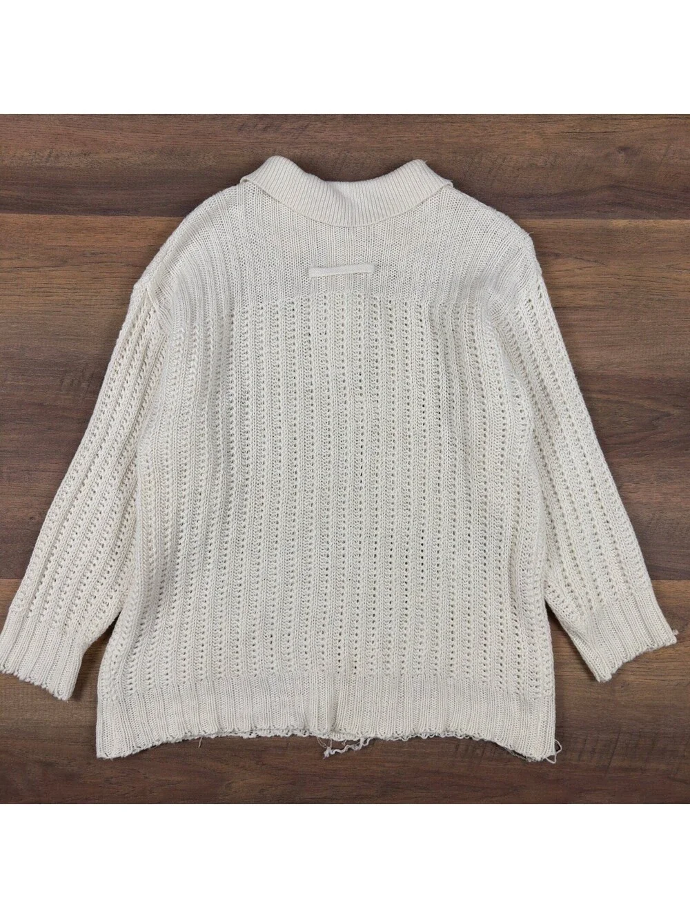 Boundary Waters Vintage Cream Knit Polo Sweater Mens XL